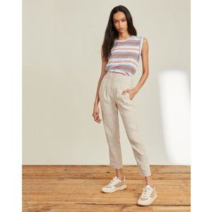 Veronica Beard Zeenat Pleated Linen Pants - Size 12